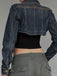 Blaue 50er Jeans-Jacke mit Reverskragen
