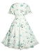 Plus Size 1950s Floral V Neck Belted Dress 5