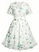 [Übergröße] 50er Chiffonkleid mit Blumenmuster und V-Ausschnitt