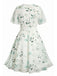 [Übergröße] 50er Chiffonkleid mit Blumenmuster und V-Ausschnitt