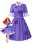 Lila 50er Halloween-Kleid mit Patchwork und Glockenärmeln