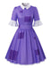 Lila 50er Halloween Kleid mit Peter-Pan-Kragen und Patchwork