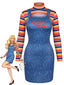 60er Chucky-Kostüm-Set mit Streifenshirt und Latzkleid