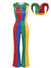 Mehrfarbiger 60er Clown-Jumpsuit mit Hut