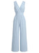 Blauer 40er ärmelloser Jumpsuit mit Wickeloptik