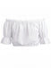Weisses 50er Crop-Top mit Carmen-Ausschnitt und Spitze