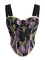 60er Korsett-Top mit Blumen-Print und Spitzenbesatz