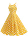 50er Swingkleid mit Spaghettiträger und Polka-Dots