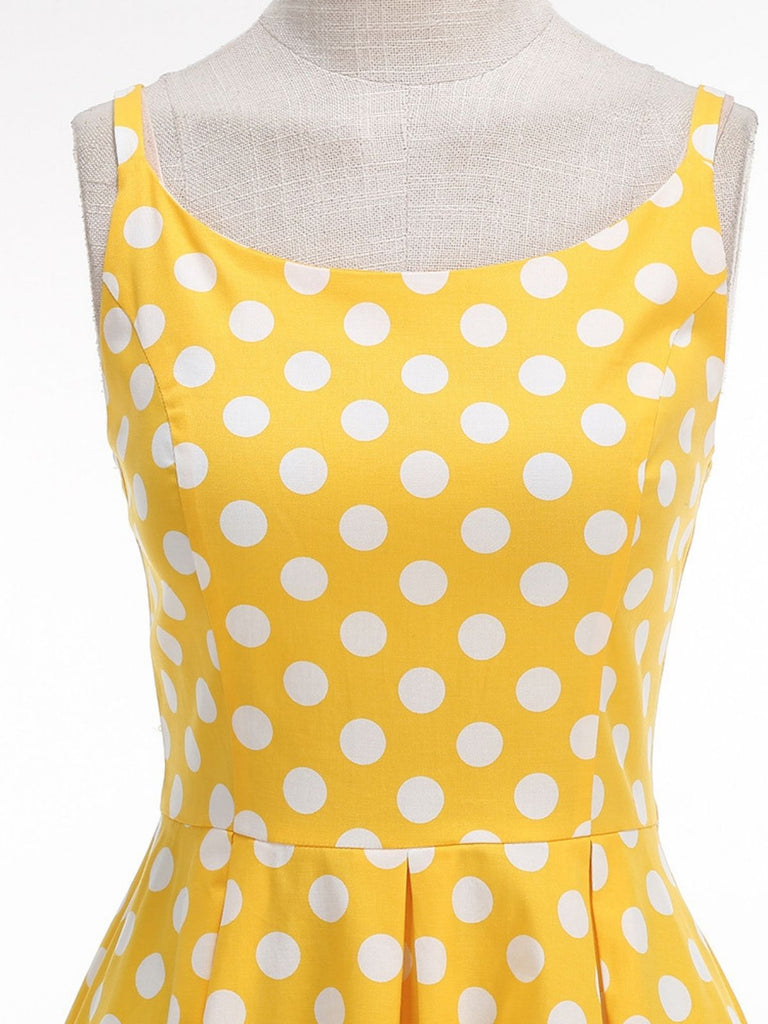 50er Swingkleid mit Spaghettiträger und Polka-Dots
