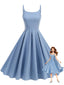 50er Swingkleid mit Spaghettiträger und Polka-Dots