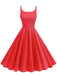 50er Swingkleid mit Spaghettiträger und Polka-Dots