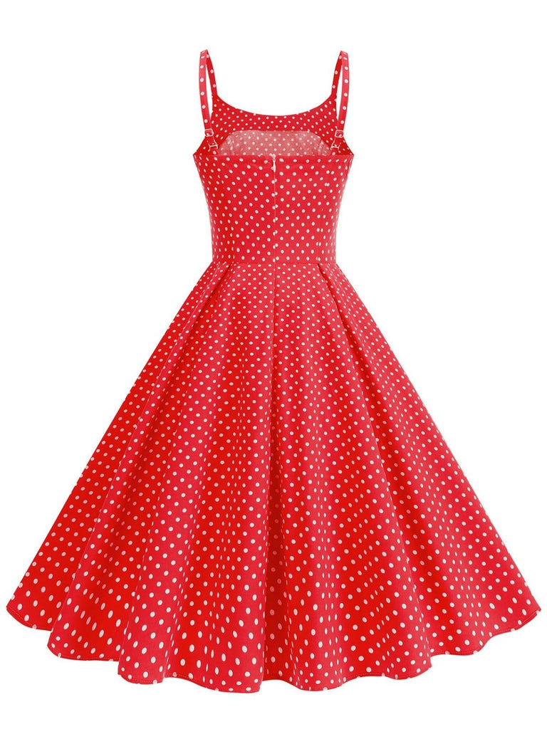 50er Swingkleid mit Spaghettiträger und Polka-Dots