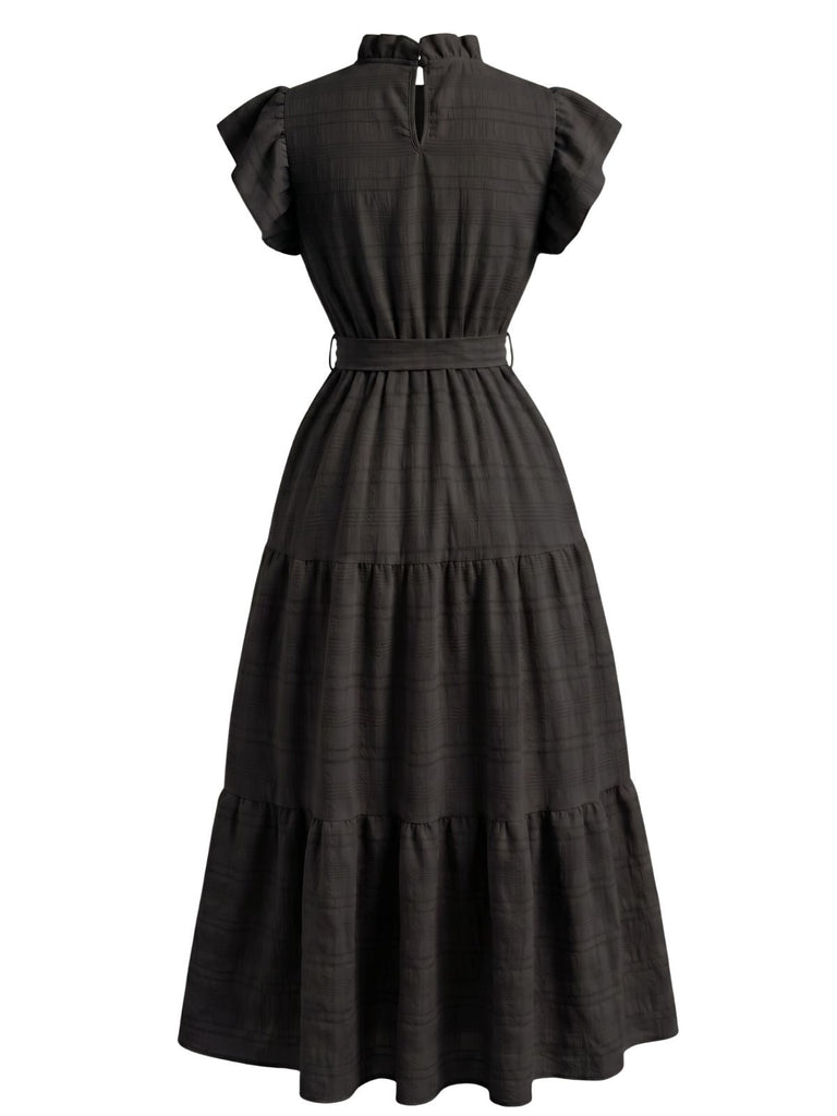 40er Kleid mit Stehkragen und Rüschen
