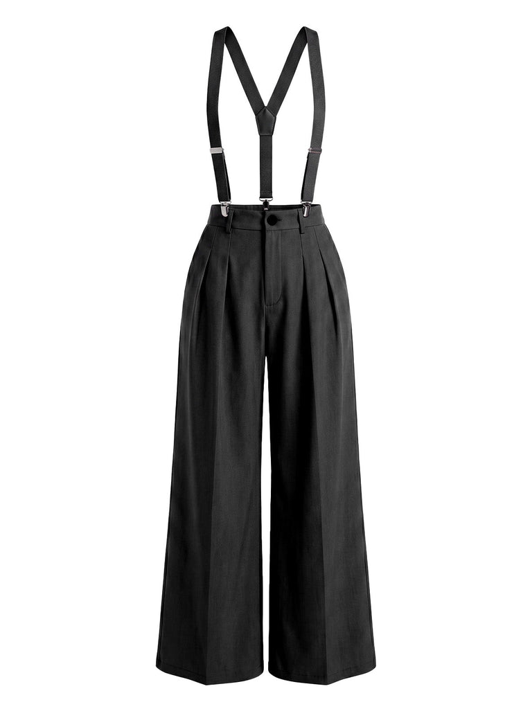 Grauer 60er Jumpsuit mit Hohe Taille und Plissee
