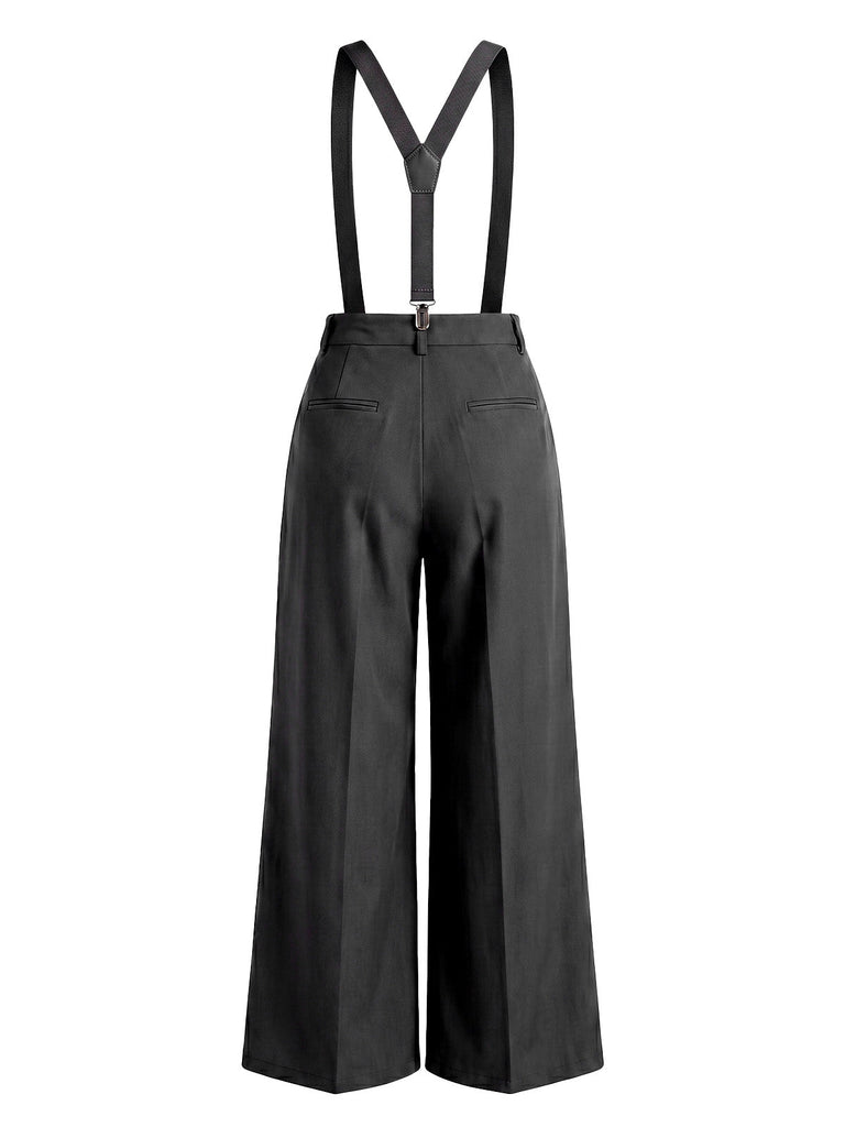 Grauer 60er Jumpsuit mit Hohe Taille und Plissee