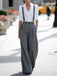 Grauer 60er Jumpsuit mit Hohe Taille und Plissee