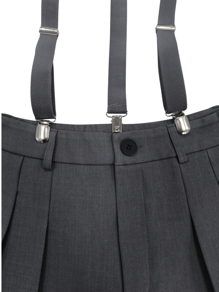 Grauer 60er Jumpsuit mit Hohe Taille und Plissee