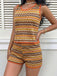 60er Strick-Top & Shorts mit Chevron und Tank