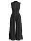 40er ärmelloser Jumpsuit mit Frontreißverschluss und weitem Bein