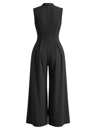 40er Ärmelloses Jumpsuit mit Breit und Front