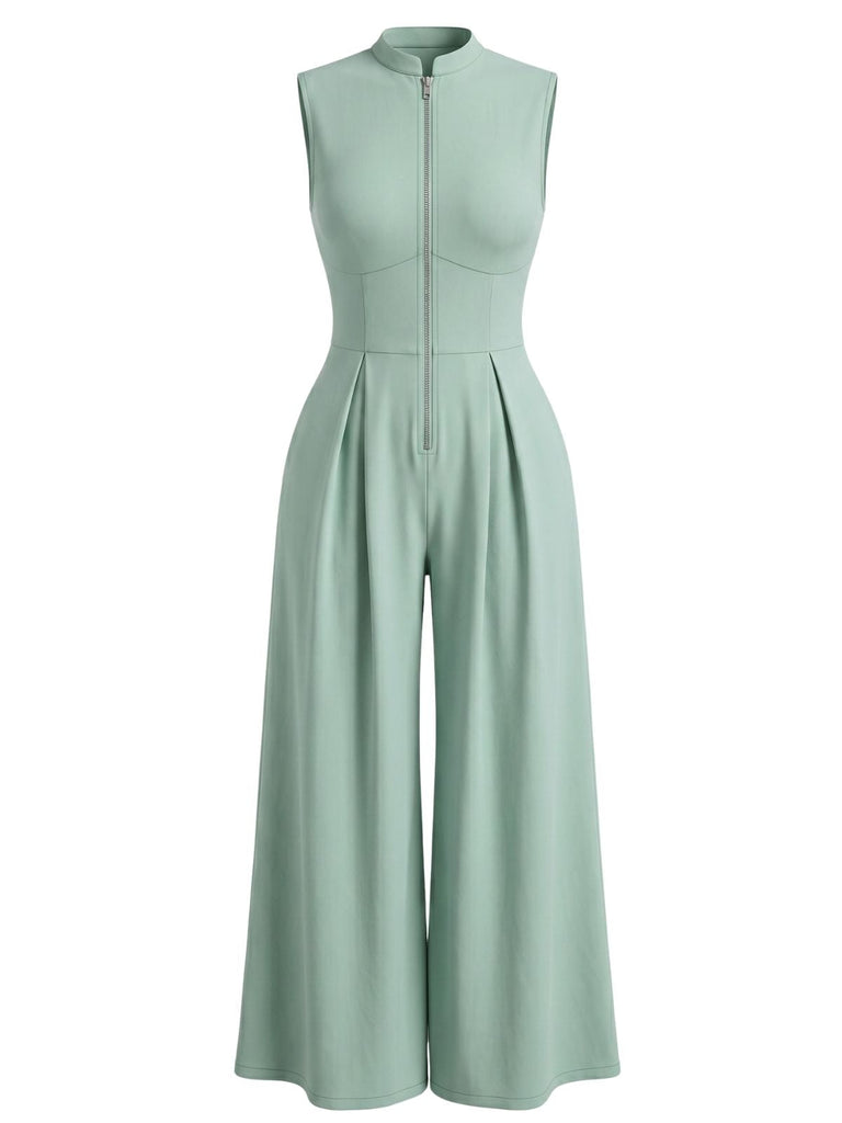 40er Ärmelloses Jumpsuit mit Breit und Front