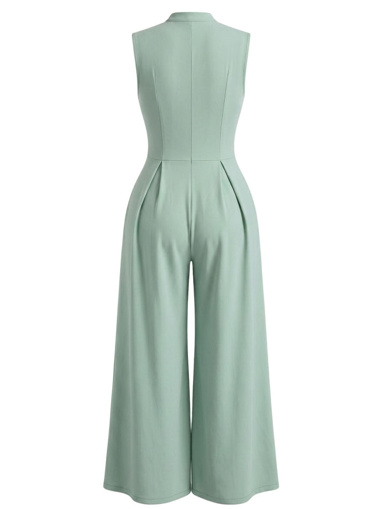 40er Ärmelloses Jumpsuit mit Breit und Front