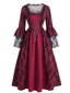 Rotes 50er Barockkleid mit Schnürung und Glockenärmeln