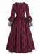 Schwarzes 50er Barockkleid mit Schnürung und Glockenärmeln
