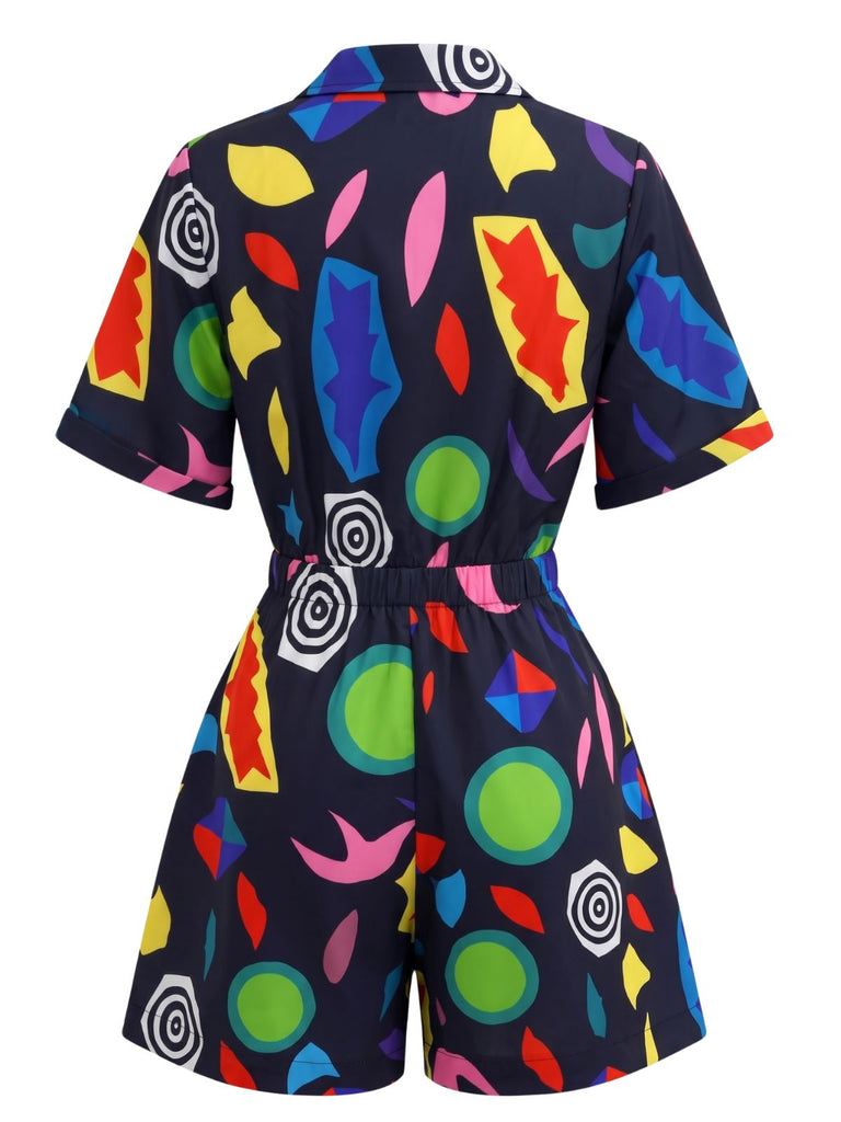 50er Stranger-Things-inspirierter Romper mit geometrischem Print
