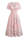 40er Kleid mit V-Ausschnitt und Blumen