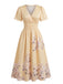 40er Kleid mit V-Ausschnitt und Blumen