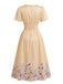 40er Kleid mit V-Ausschnitt und Blumen