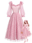 [Vorverkauf] Rosa 50er Tüllkleid mit Pailletten und Blumen