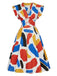 60er Swingkleid mit Rüschen und Print