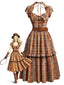 [Vorverkauf] 70er Cowgirl-Kleid mit Karomuster und offenem Kragen