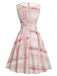 Rosa 50er Ärmelloses Kleid mit Peter-Pan-Kragen und Karo