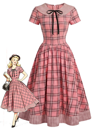 40er Kleid mit Peter-Pan-Kragen und Schleife