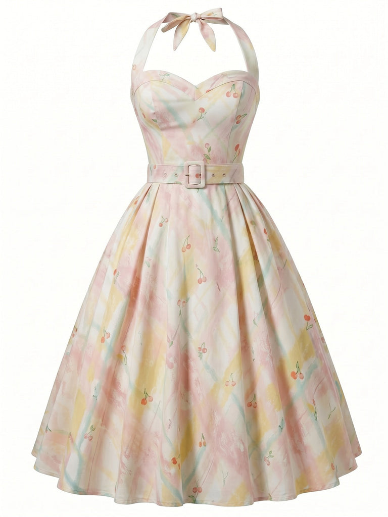 50er Swingkleid mit Neckholder und Kirschen