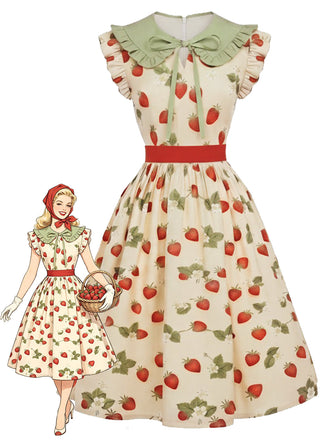 50er Swingkleid mit Peter-Pan-Kragen und Rüschen