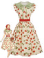 [Vorverkauf] 50er Swingkleid mit Erdbeer-Print und Rüschen-Bubikragen