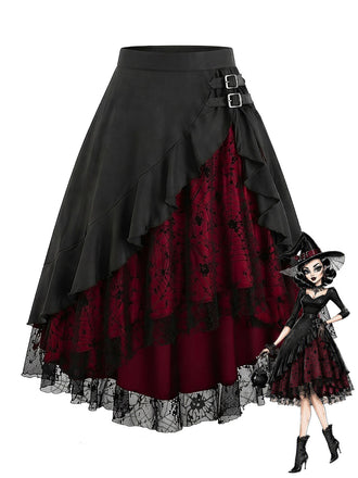 Schwarzer 70er Gothic Rock mit Spitze und Asymmetrisch