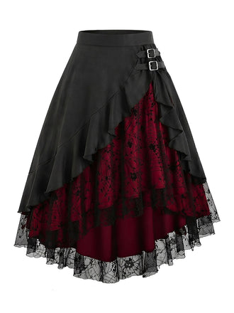 Schwarzer 70er Gothic Rock mit Spitze und Asymmetrisch