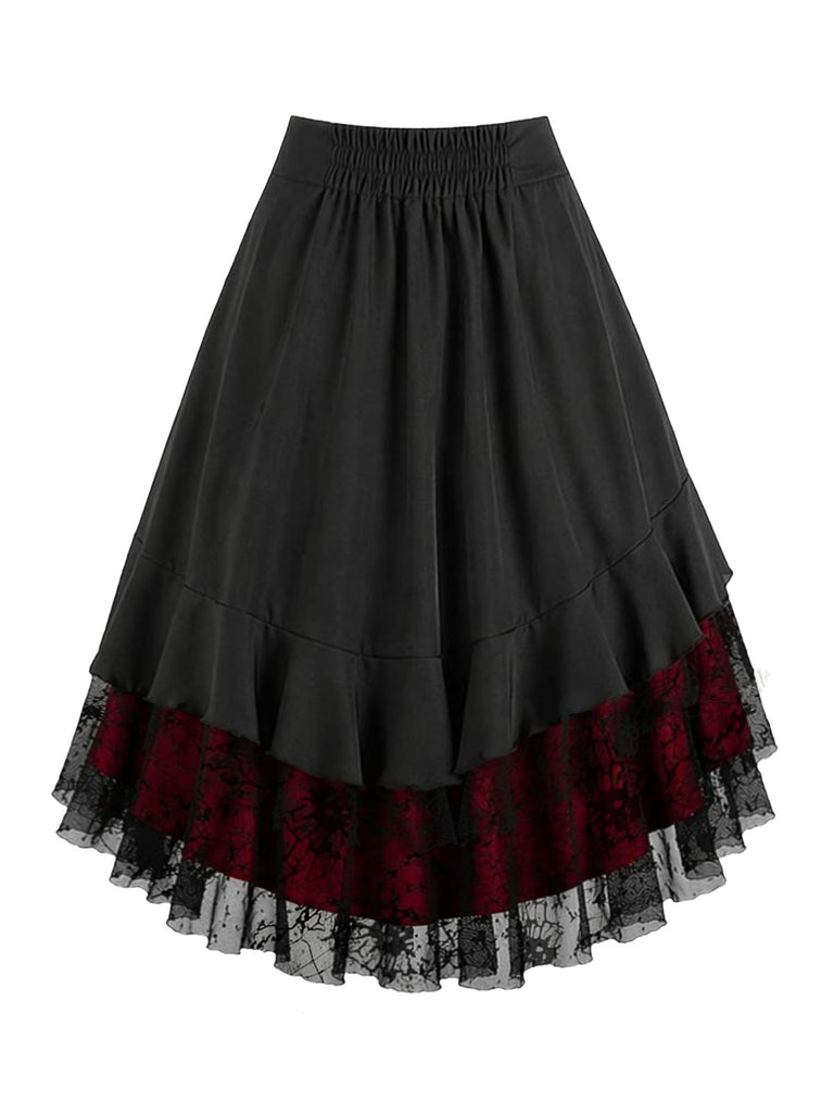 Schwarzer 70er Gothic Rock mit Spitze und Asymmetrisch
