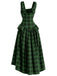Grünes 60er Gothic Midikleid mit Karo