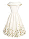 Khaki 50er Sailor Kleid mit Blumen und Knöpfe