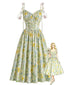 [Vorverkauf] 50er Baumwoll-Swingkleid mit Blumen-Print und Blüten-Trägern