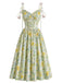 50er Baumwoll-Swingkleid mit Blumen und Schnürung