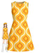 Orange 60er Mod A-Linien-Kleid mit geometrischem Print