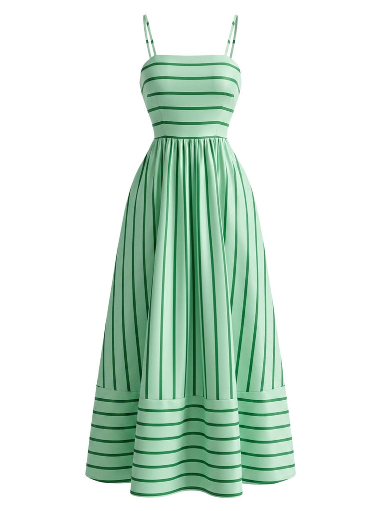 Grünes 50er Midikleid mit Spaghettiträger und Cut-out