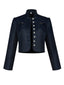 Marineblaue 50er Oktoberfest-Trachtenjacke mit Stehkragen und Knopfleiste